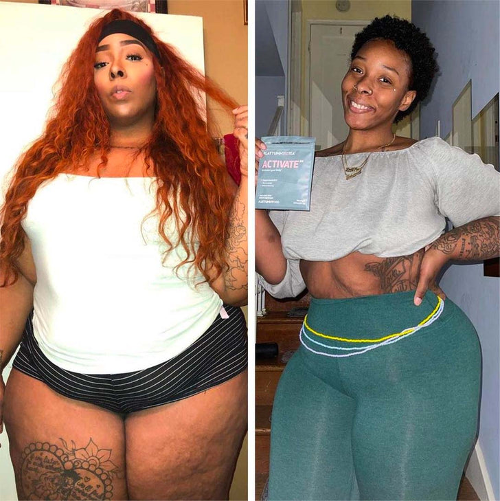 Customer with visible weight loss transformation after using Flat Tummy Tea.