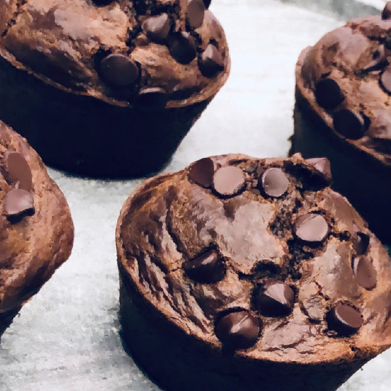 Double Chocolate Protein Muffins