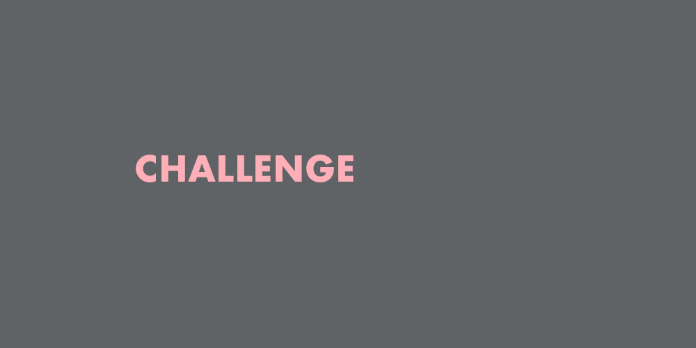 The image has a gray background with the word "CHALLENGE" written in bold pink letters on the left side.
