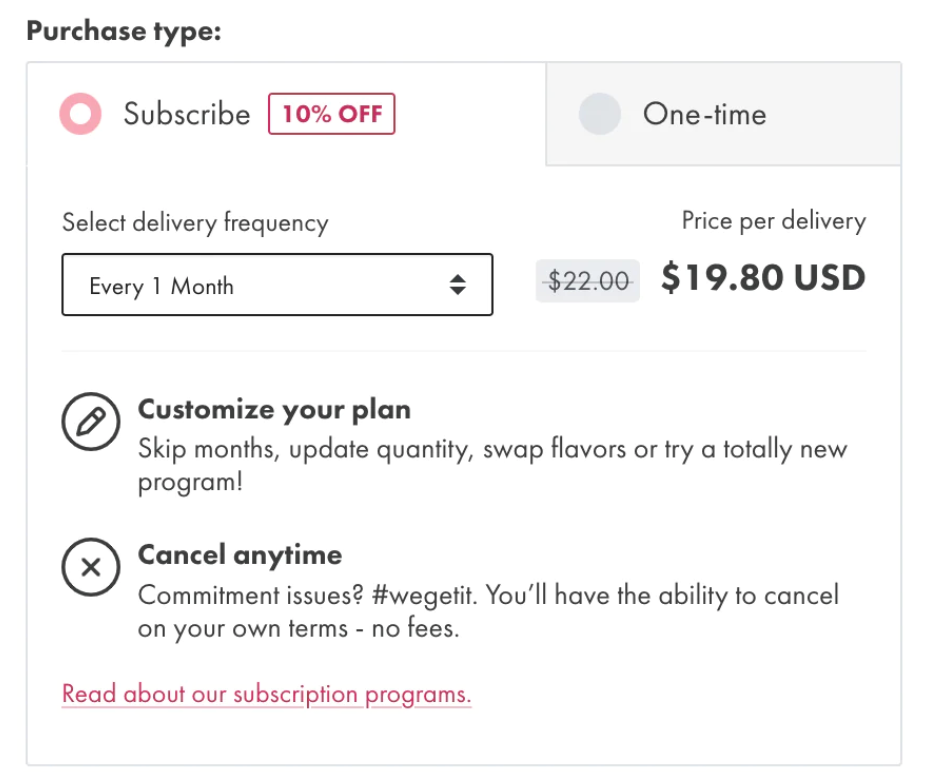 subscription page
