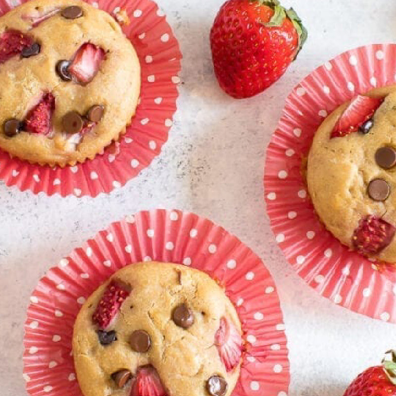 Strawberry Vanilla Protein Muffins