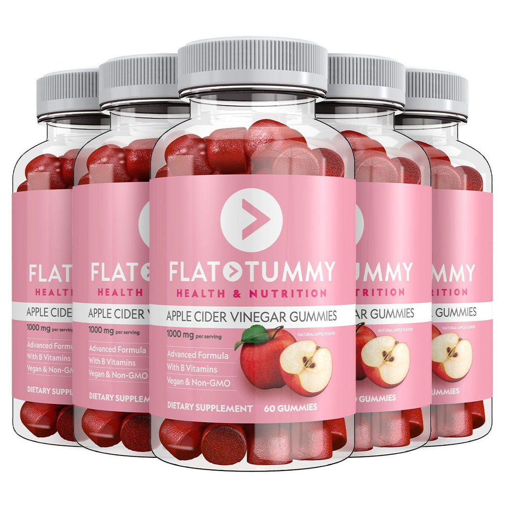 Flat Tummy Co Gummies 5 Bottles Apple Cider Vinegar Gummies