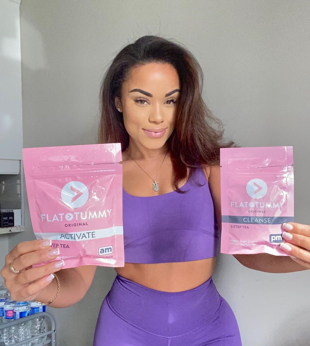 flat tummy detox tea and woman